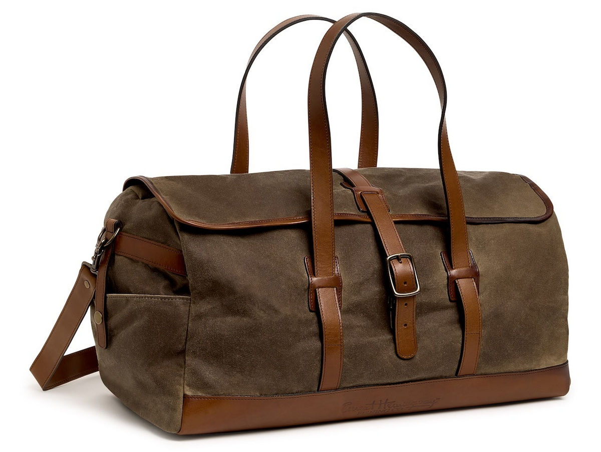 Hemingway Weekender bag in waxed canvas and full grain leather