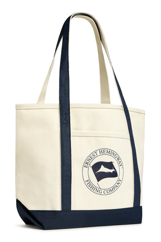 Ernest Hemingway canvas carry all in 24 ounce recycled cotton with a front pocket and long handles