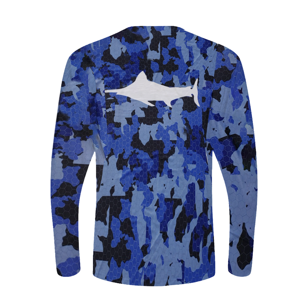 Blue Camo Crew Neck Long Sleeve