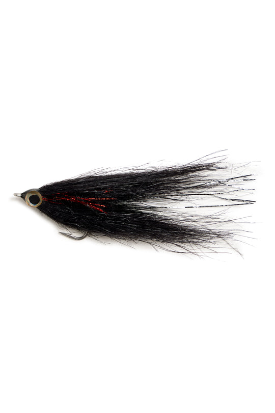 Black Flash Streamer fly, dark silhouette with red flash for snook and tarpon