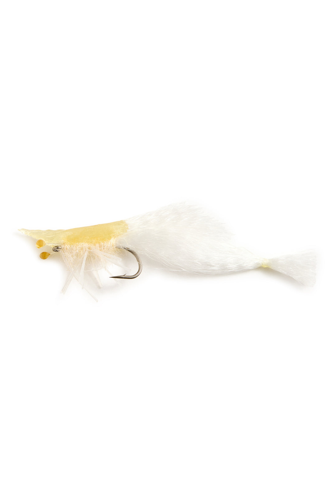 Forward Shrimp fly with epoxy body in white and amber for redfish and seatrout